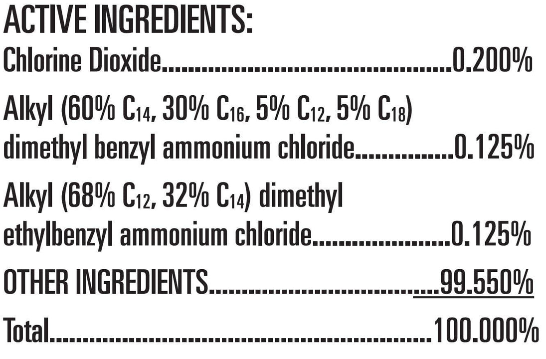 Vital Oxide disinfectant cleaner list of ingredients